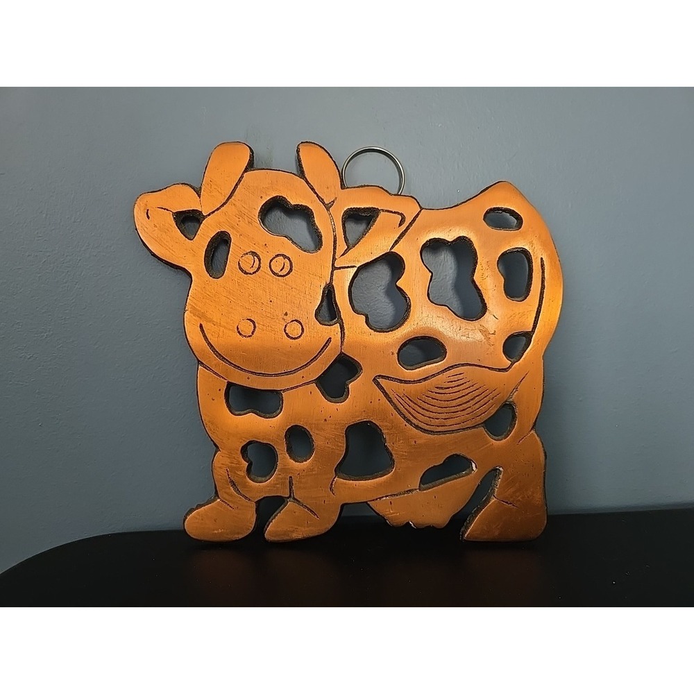 Vintage Copper Plated Cast Iron Trivet Cow‎ Kitchen Decor Farmhouse Cottage Core